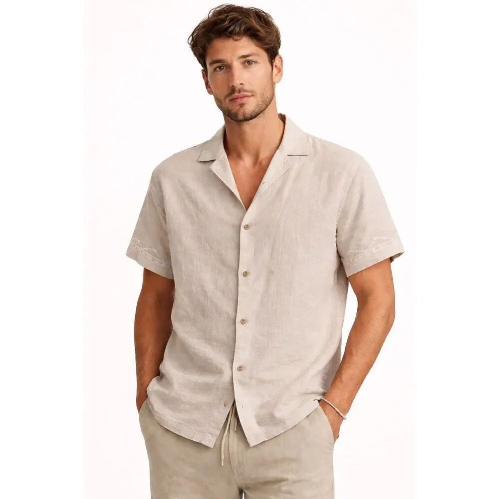 FOLK MENS INCA LINEN BLEND SZ SMALL SHIRT